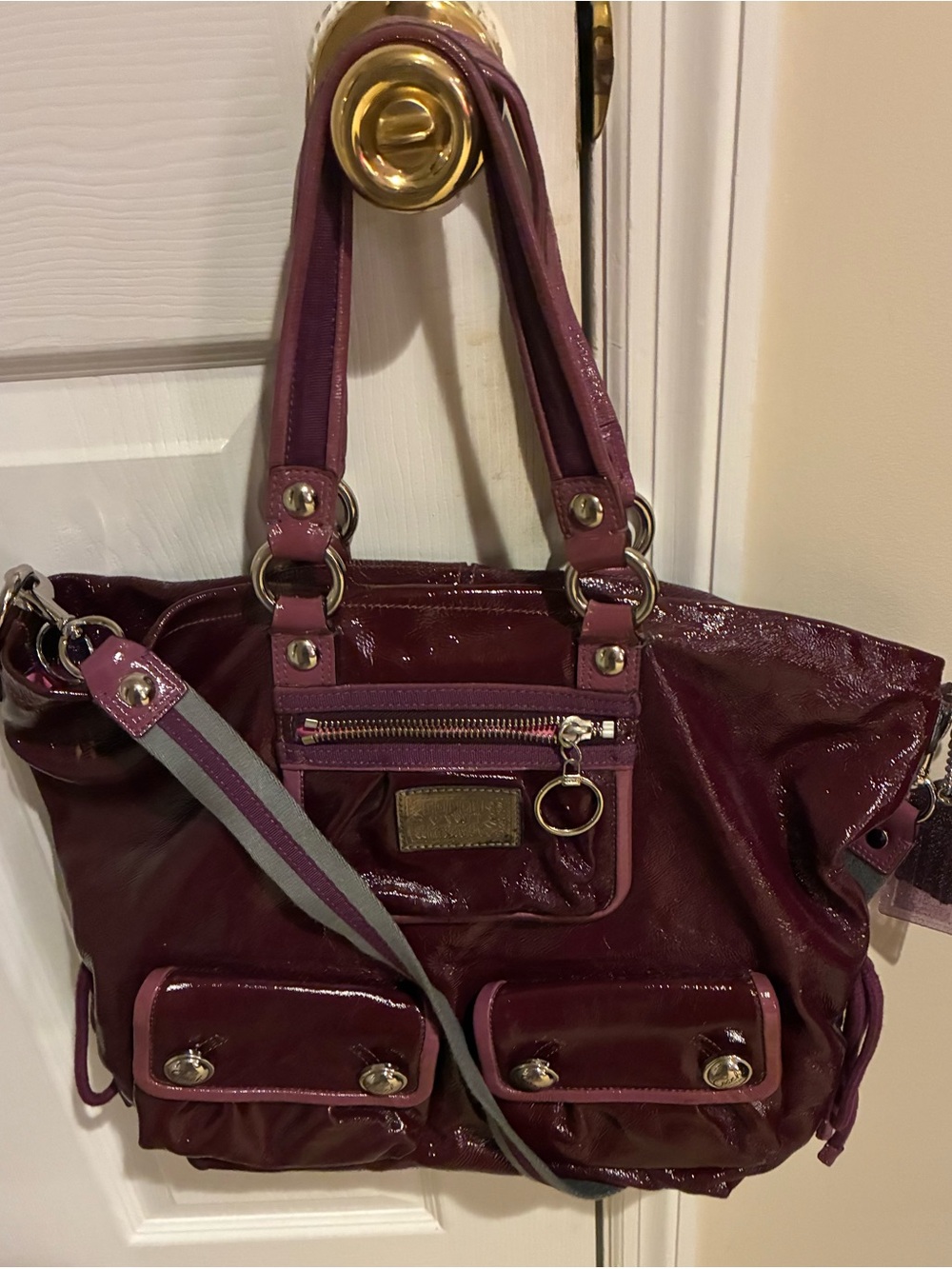 Coach Plum Patent Shoulder Tote Bag